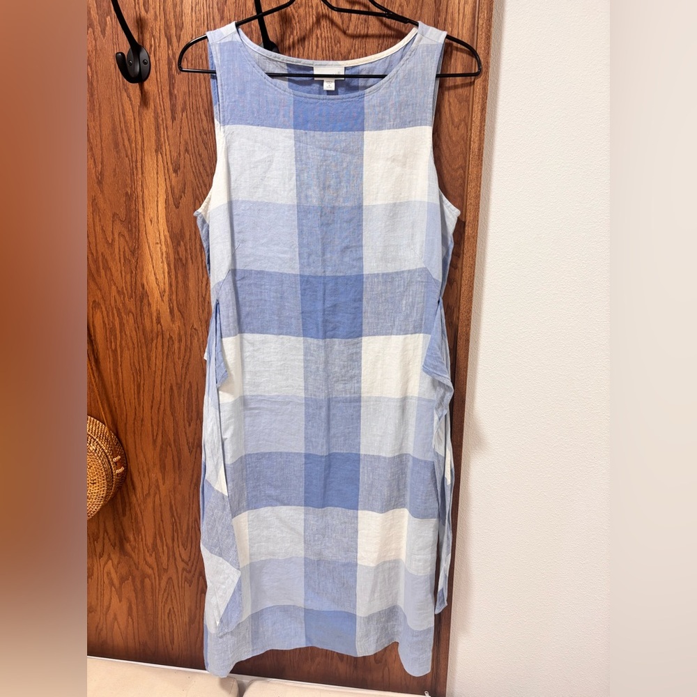 J. Jill 100% Linen Gingham Dress